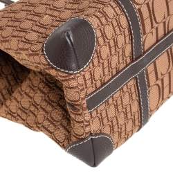Pre Owned Carolina Herrera Brown Monogram Canvas and Leather Tote