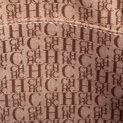 Pre Owned Carolina Herrera Pink Monogram Leather Tote