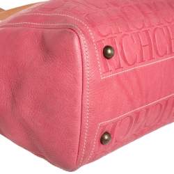 Pre Owned Carolina Herrera Pink Monogram Leather Tote