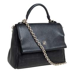 Pre Owned Carolina Herrera Black Leather Small Minuetto Top Handle Bag