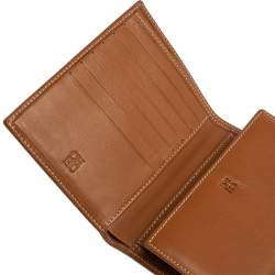 Pre Owned Carolina Herrera Caramel Brown Leather Trifold Compact Wallet