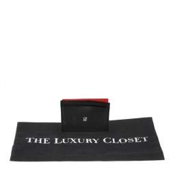 Pre Owned حافظة بطاقات كارولينا هيريرا جلد أسود و أحمر