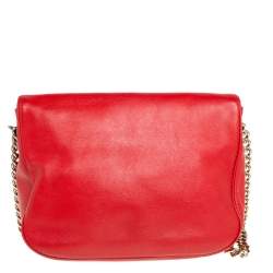Pre Owned Carolina Herrera Red Leather New Baltazar Flap Shoulder Bag