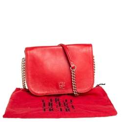 Pre Owned Carolina Herrera Red Leather New Baltazar Flap Shoulder Bag