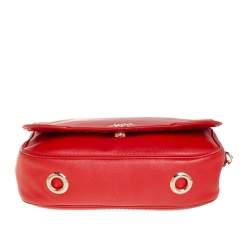 Pre Owned Carolina Herrera Red Leather New Baltazar Flap Shoulder Bag