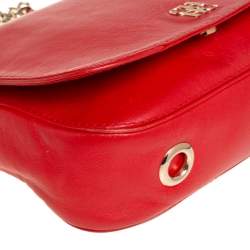Pre Owned Carolina Herrera Red Leather New Baltazar Flap Shoulder Bag