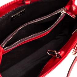 Pre Owned Carolina Herrera Red Embossed Leather Chain Tote