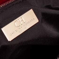 Pre Owned Carolina Herrera Red Embossed Leather Chain Tote