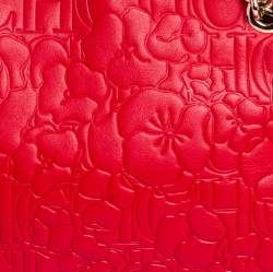 Pre Owned Carolina Herrera Red Embossed Leather Chain Tote