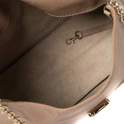 Pre Owned Carolina Herrera Beige Leather Minuetto Flap Top Handle Bag