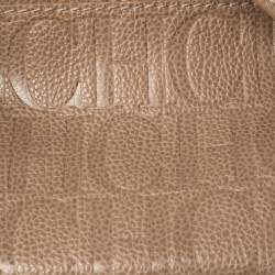 Pre Owned Carolina Herrera Beige Leather Minuetto Flap Top Handle Bag