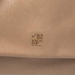 Pre Owned Carolina Herrera Beige Leather Minuetto Flap Top Handle Bag