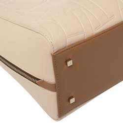 Pre Owned Carolina Herrera Ivory Embossed Leather Duke Satchel