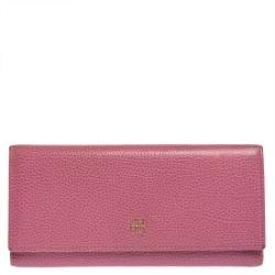Pre Owned Carolina Herrera Pink Leather Flap Continental Wallet