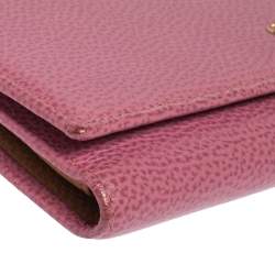 Pre Owned Carolina Herrera Pink Leather Flap Continental Wallet