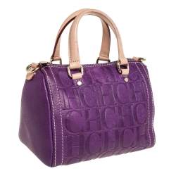 Pre Owned Carolina Herrera Purple Monogram Leather Mini Andy Crossbody Bag