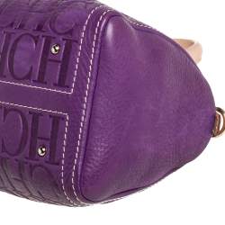 Pre Owned Carolina Herrera Purple Monogram Leather Mini Andy Crossbody Bag