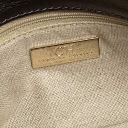 Pre Owned Carolina Herrera Metallic Leather Envelope Clutch