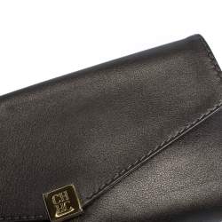 Pre Owned Carolina Herrera Metallic Leather Envelope Clutch