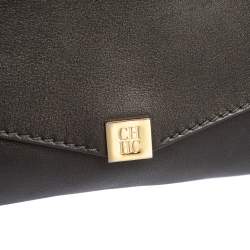 Pre Owned Carolina Herrera Metallic Leather Envelope Clutch