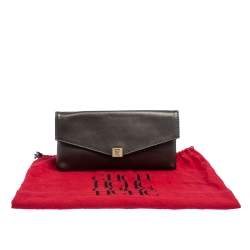Pre Owned Carolina Herrera Metallic Leather Envelope Clutch