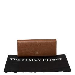 Pre Owned Carolina Herrera Brown Leather Flap Continental Wallet