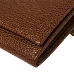 Pre Owned Carolina Herrera Brown Leather Flap Continental Wallet