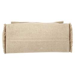 Pre Owned Carolina Herrera Beige Canvas Minuetto Flap Top Handle Bag