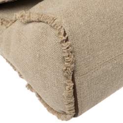 Pre Owned Carolina Herrera Beige Canvas Minuetto Flap Top Handle Bag