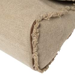 Pre Owned Carolina Herrera Beige Canvas Minuetto Flap Top Handle Bag