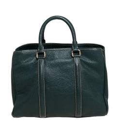 Pre Owned Carolina Herrera Green Leather Andy Tote