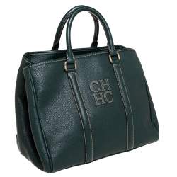 Pre Owned Carolina Herrera Green Leather Andy Tote
