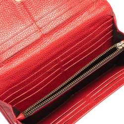 Pre Owned Carolina Herrera Red Leather Flap Continental Wallet