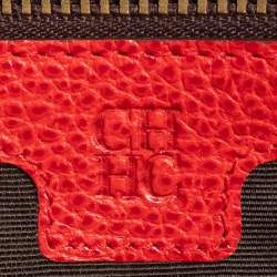 Pre Owned Carolina Herrera Red Leather Flap Continental Wallet