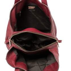 Pre Owned Carolina Herrera Burgundy Monogram Embossed Leather Middle Zip Satchel