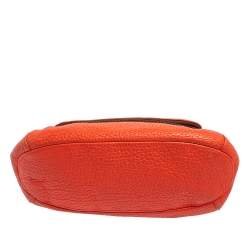 Pre Owned Carolina Herrera Orange Leather Zip Hobo