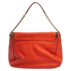 Pre Owned Carolina Herrera Orange Leather Zip Hobo