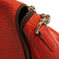 Pre Owned Carolina Herrera Orange Leather Zip Hobo