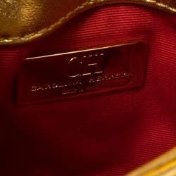 Pre Owned Carolina Herrera Gold Quilted  Leather Flap Chain Crossbody Bag