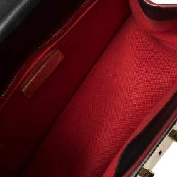 Pre Owned Carolina Herrera Black Embossed Leather Pushlock Flap Top Handle Bag