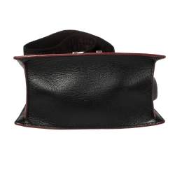 Pre Owned Carolina Herrera Black Embossed Leather Pushlock Flap Top Handle Bag