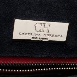 Pre Owned Carolina Herrera Multicolor Monogram Embossed Leather Flap Top Handle Bag