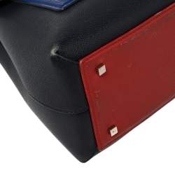 Pre Owned Carolina Herrera Multicolor Monogram Embossed Leather Flap Top Handle Bag