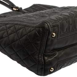 Pre Owned Carolina Herrera Monogram Embossed and Quilted Leather Tote