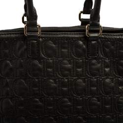 Pre Owned Carolina Herrera Monogram Embossed and Quilted Leather Tote