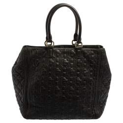 Pre Owned Carolina Herrera Monogram Embossed and Quilted Leather Tote