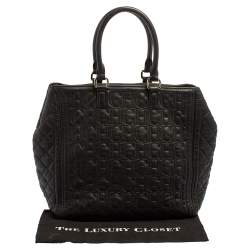 Pre Owned Carolina Herrera Monogram Embossed and Quilted Leather Tote