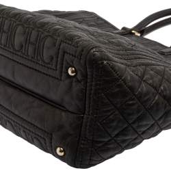 Pre Owned Carolina Herrera Monogram Embossed and Quilted Leather Tote