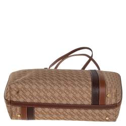 Pre Owned Carolina Herrera Beige/Brown Monogram Canvas and Leather Shopper Tote