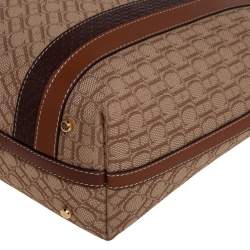 Pre Owned Carolina Herrera Beige/Brown Monogram Canvas and Leather Shopper Tote